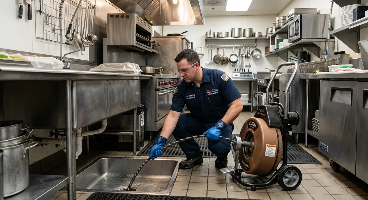 Commercial drain cleaning service in a restaurant kitchen in Brooklyn Park